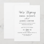 Delicate Black Calligraphy Elopement Receptie Inv Kaart (Voorkant / Achterkant)