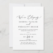 Delicate Black Calligraphy Elopement Reception Kaart (Voorkant)
