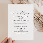 Delicate Black Calligraphy Elopement Reception Kaart