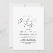 Delicate Black Calligraphy Graduation Party Kaart (Voorkant)