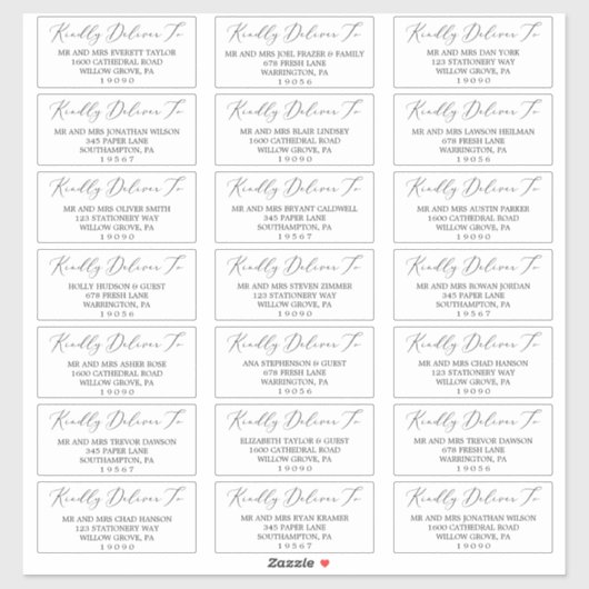 Delicate Black Calligraphy Guest Adresetiketten Sticker (Vel)