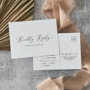 Delicate Black Calligraphy Menu RSVP Briefkaart