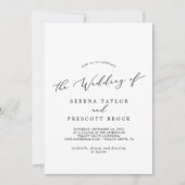 Delicate Black Calligraphy Monogram Back Weddensch Kaart (Voorkant)