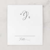 Delicate Black Calligraphy Monogram Folded Wedding Plaatskaartje (Buitenkant ongevouwen)