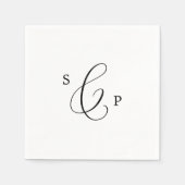Delicate Black Calligraphy Monogram Wedding Servet (Voorkant)