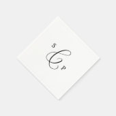 Delicate Black Calligraphy Monogram Wedding Servet (Hoek)