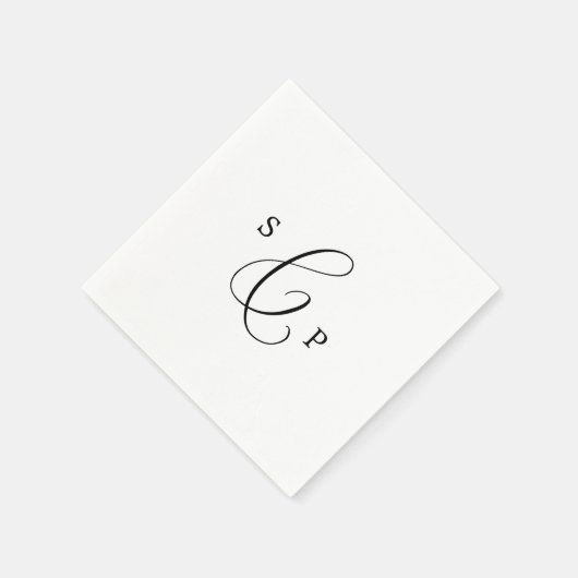 Delicate Black Calligraphy Monogram Wedding Servet (Hoek)