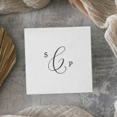 Delicate Black Calligraphy Monogram Wedding Servet