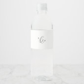 Delicate Black Calligraphy Monogram Wedding Waterfles Etiket (Voorkant)