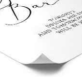 Delicate Black Calligraphy Open Bar Sign Poster (Hoek)