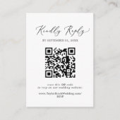 Delicate Black Calligraphy QR Code RSVP Informatiekaartje (Voorkant)