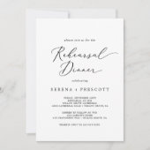 Delicate Black Calligraphy Rehearsal Dinner Kaart (Voorkant)