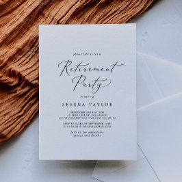 Delicate Black Calligraphy Retirement Party Kaart