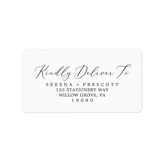 Delicate Black Calligraphy RSVP Adresetiketten Etiket (Voorkant)