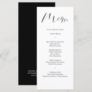 Delicate Black Calligraphy Script Wedding Menu