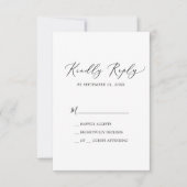 Delicate Black Calligraphy Simple RSVP-kaart RSVP Kaartje (Voorkant)