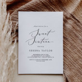 Delicate Black Calligraphy Sweet Sixteen Birthday Kaart