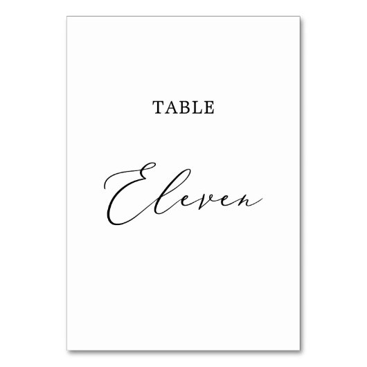Delicate Black Calligraphy Table Eleven Kaart (Voorkant)
