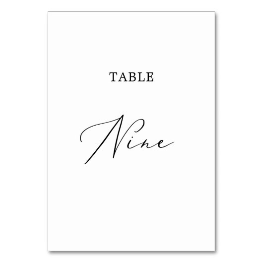 Delicate Black Calligraphy Table Nine Kaart (Voorkant)