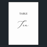 Delicate Black Calligraphy Table Ten Kaart<br><div class="desc">Dit delicate zwarte kalligrafietabel tien-tabelnummer is perfect voor een moderne bruiloft. Het romantische, minimalistische design is voorzien van een mooie en elegante zwarte typografie op een witte achtergrond met een schone en eenvoudige look. De prints op de voor- en achterzijde van de kaart (dubbelzijdig). Andere tabelnummers in het collectie worden...</div>