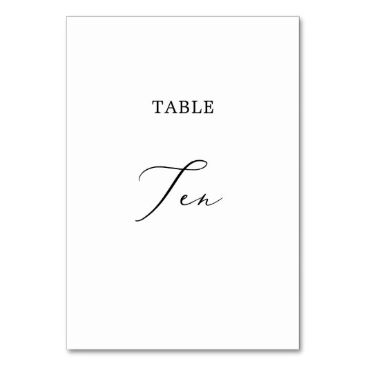 Delicate Black Calligraphy Table Ten Kaart (Achterkant)