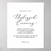 Delicate Black Calligraphy Unplugged Ceremony Sign Poster (Voorkant)