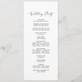 Delicate Black Calligraphy Wedding Party Programme Programmakaart (Achterkant)