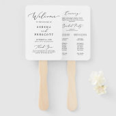 Delicate Black Calligraphy Wedding Programme Handwaaier (Voorkant en achterkant)