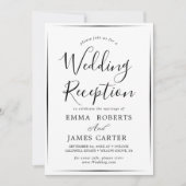 Delicate Black Calligraphy Wedding Reception Kaart (Voorkant)