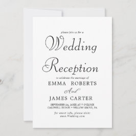 Delicate Black Calligraphy Wedding Reception Kaart