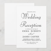 Delicate Black Calligraphy Wedding Reception Kaart (Voorkant / Achterkant)