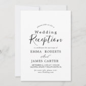 Delicate Black Calligraphy Wedding Reception Kaart (Voorkant)