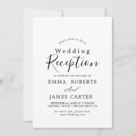 Delicate Black Calligraphy Wedding Reception Kaart