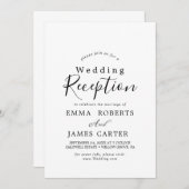 Delicate Black Calligraphy Wedding Reception Kaart (Voorkant / Achterkant)