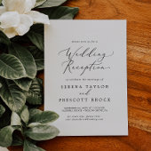 Delicate Black Calligraphy Wedding Reception Kaart