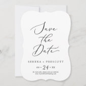 Delicate Black Calligraphy Wedding Save The Date (Voorkant)