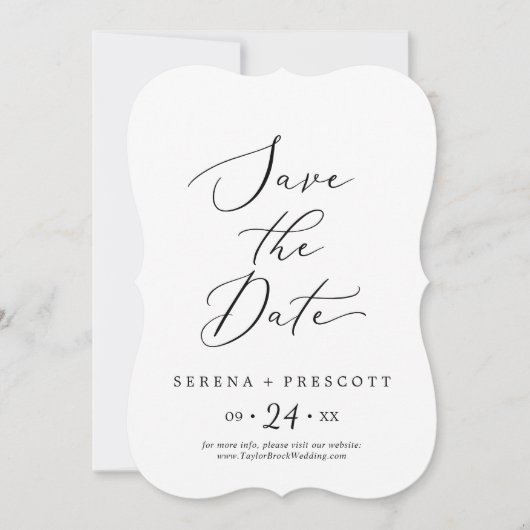 Delicate Black Calligraphy Wedding Save The Date (Voorkant)