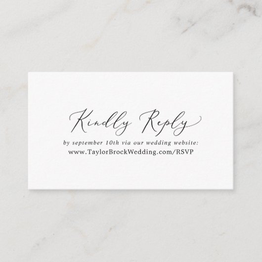 Delicate Black Calligraphy Wedding Website RSVP Informatiekaartje (Voorkant)