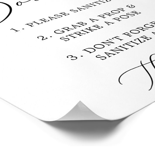 Delicate Black Foto Booth Covid Wedding Sign Poster (Hoek)