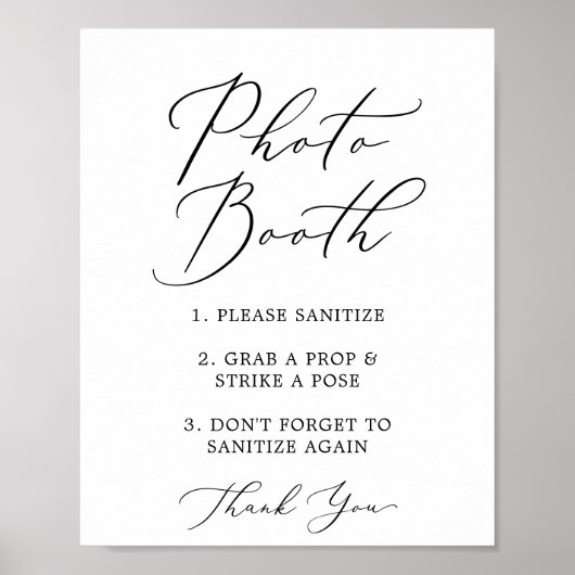 Delicate Black Foto Booth Covid Wedding Sign Poster (Voorkant)