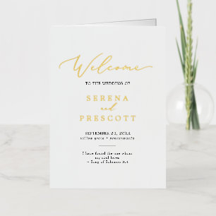 Delicate Black & Gold Foil vouded Wedding Program Folie Wenskaart