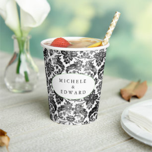 Delicate Black Grunge Damask-papierbekertjes Papieren Bekers