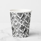Delicate Black Grunge Damask-papierbekertjes Papieren Bekers (Achterkant)