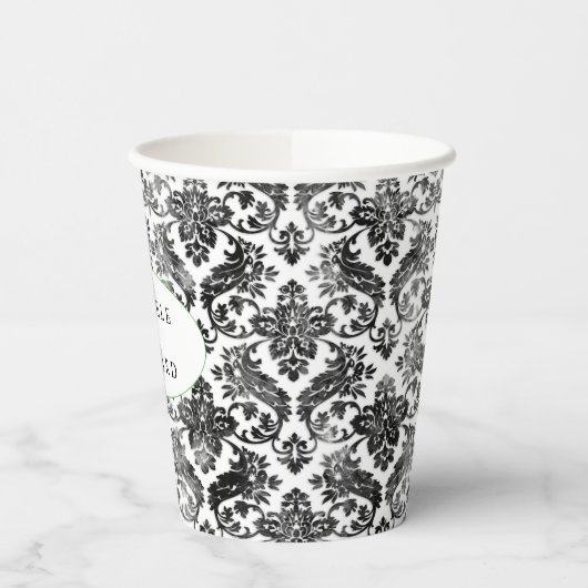 Delicate Black Grunge Damask-papierbekertjes Papieren Bekers (Links)