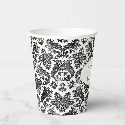 Delicate Black Grunge Damask-papierbekertjes Papieren Bekers (Rechts)