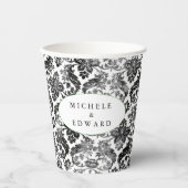 Delicate Black Grunge Damask-papierbekertjes Papieren Bekers (Voorkant)