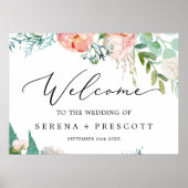 Delicate Black | Romantic Peony Wedding Welcome Poster (Voorkant)