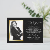 Delicate Black Script Funeral Hartelijk dank Bedankkaart (Staand voorkant)