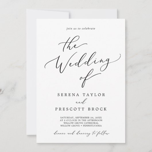 Delicate Black Weekend Evenementen QR Code Bruilof Kaart (Voorkant)