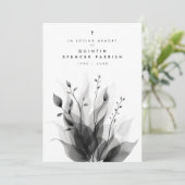 Delicate Black & White Overlapping Leaves & Flower Kaart (Staand voorkant)